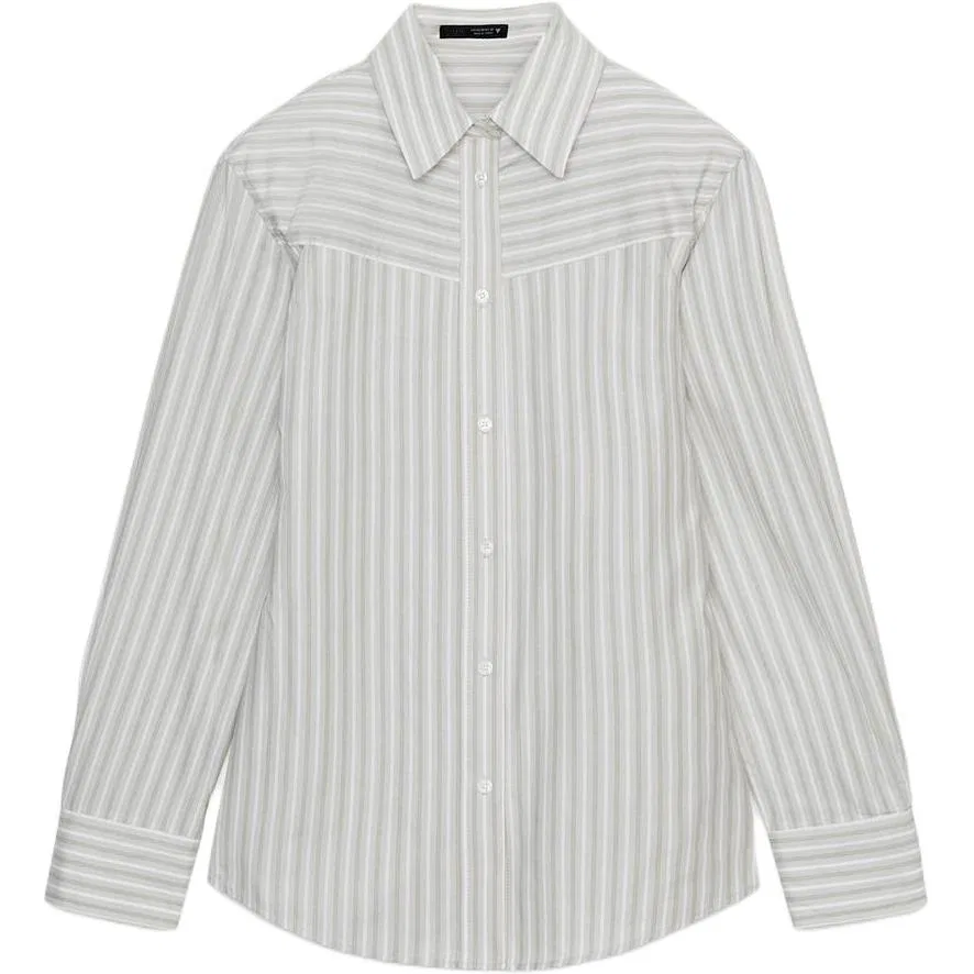 Женская рубашка с лацканами White/Gray ZARA