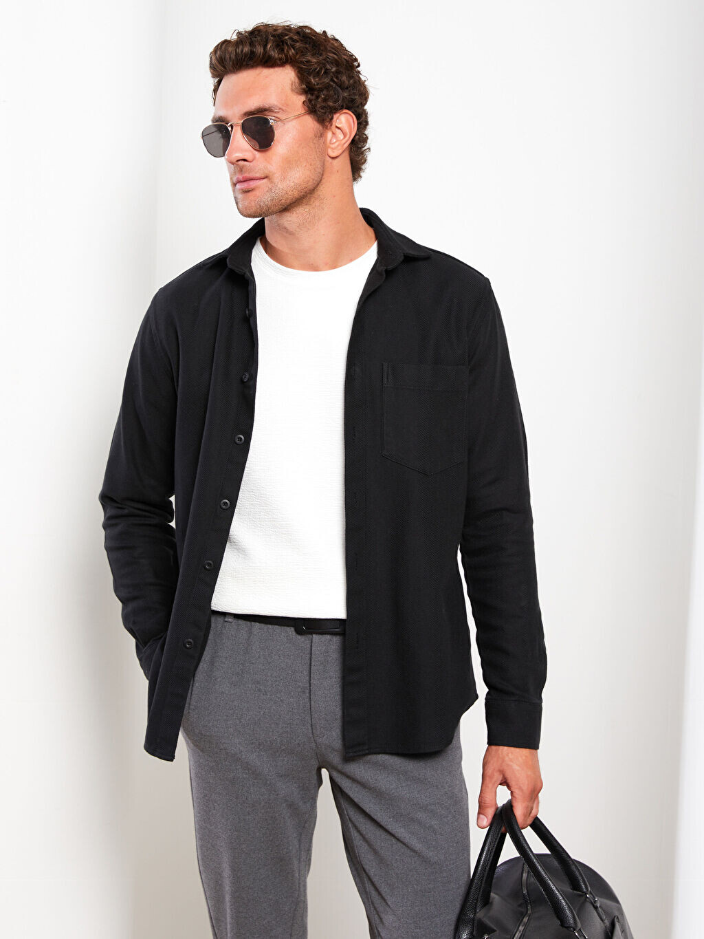 

Мужская куртка-рубашка Regular Fit с длинным рукавом LC Waikiki Basic, Черный, Мужская куртка-рубашка Regular Fit с длинным рукавом LC Waikiki Basic