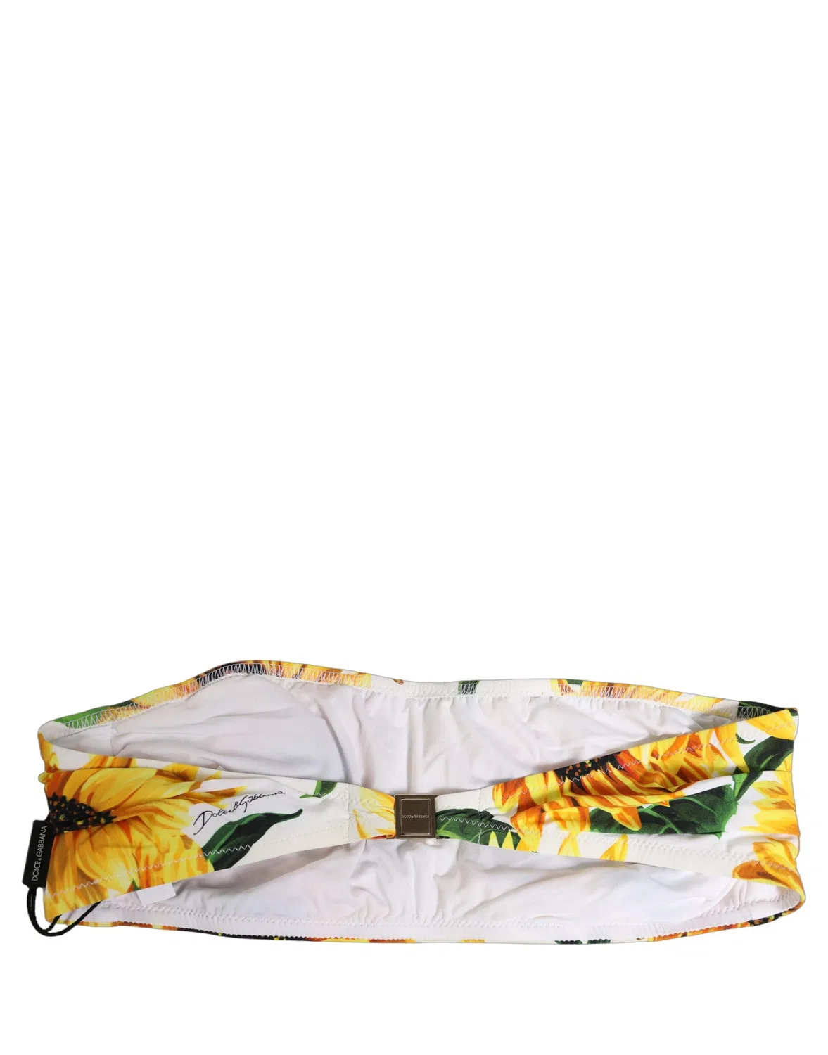 Женский бандо-топ бикини с принтом подсолнухов Bandeau Bikini Top Dolce & Gabbana, White — фото 2