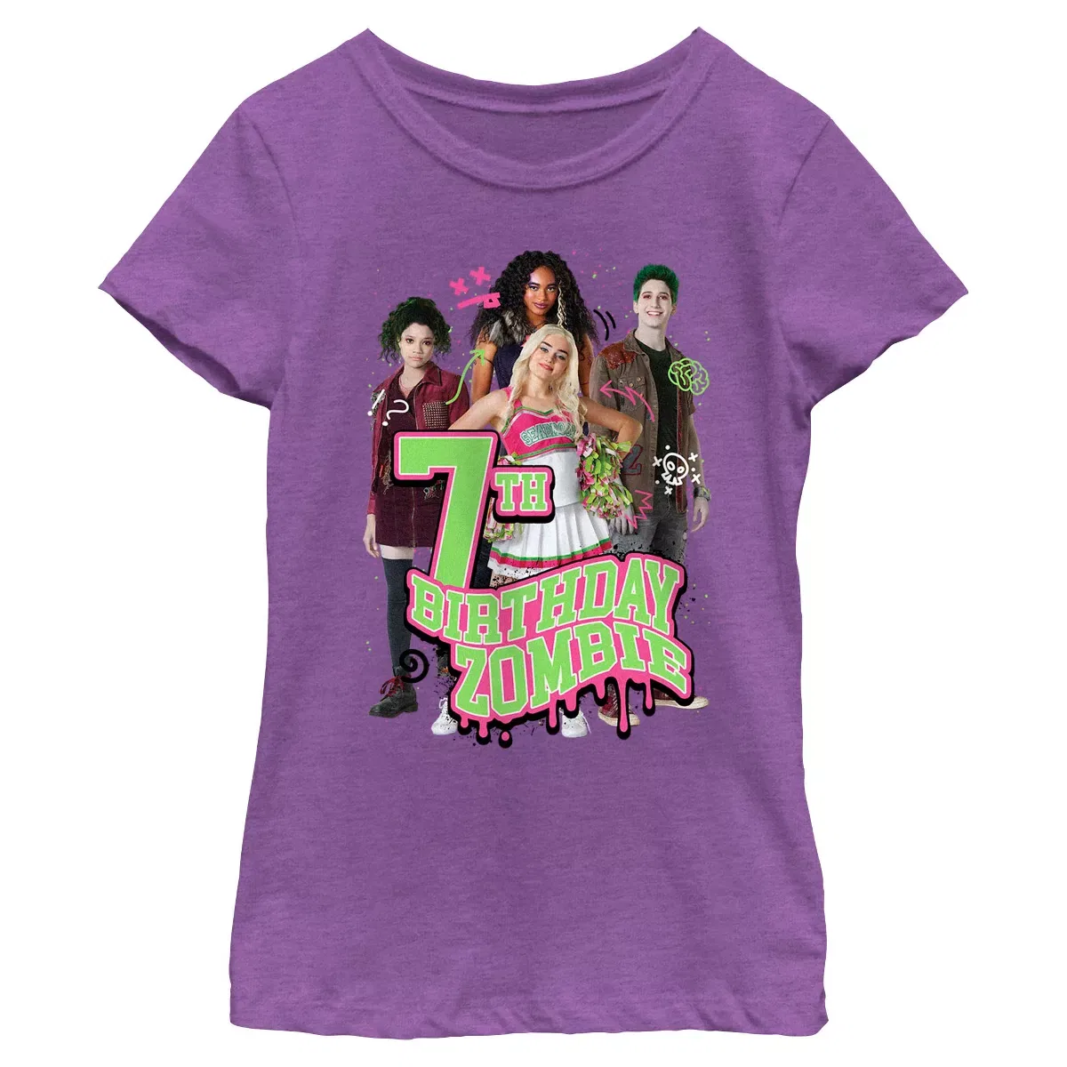 Детская футболка с принтом Z-O-M-B-I-E-S Disney, Purple Berry