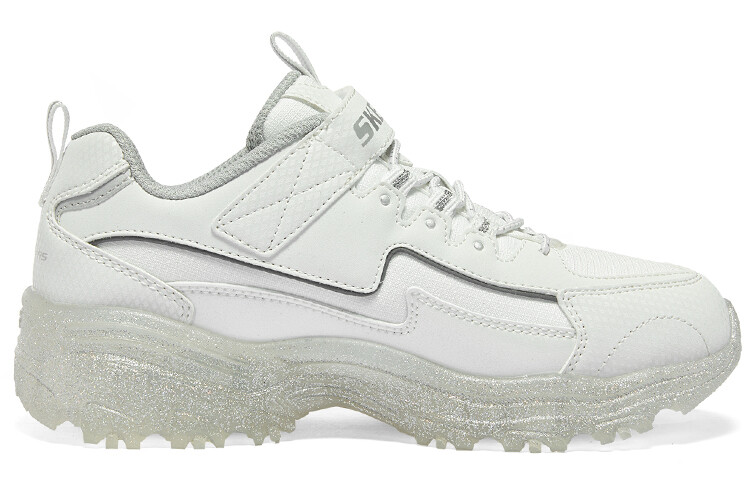 Кроссовки Skechers Girls Kids Lifestyle Shoes GS Low-top White/Silver, белый/серебряный — фото 2