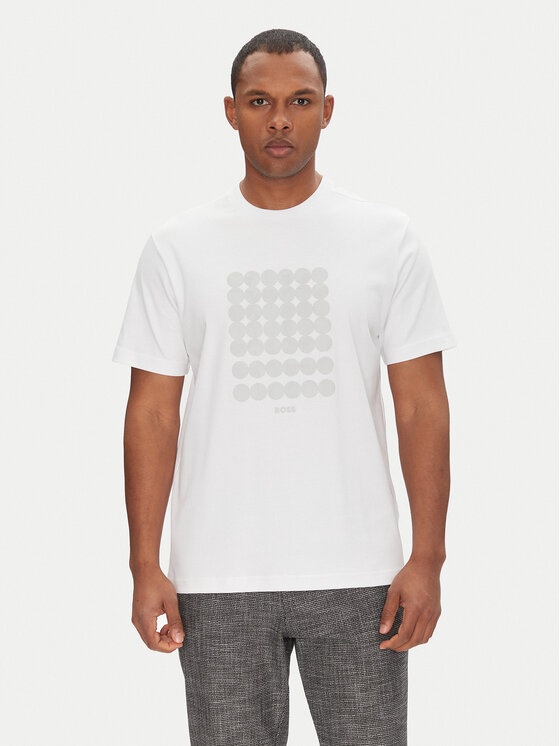 

Футболка свободного кроя Tee Print Striped C 50537845 Boss, белый