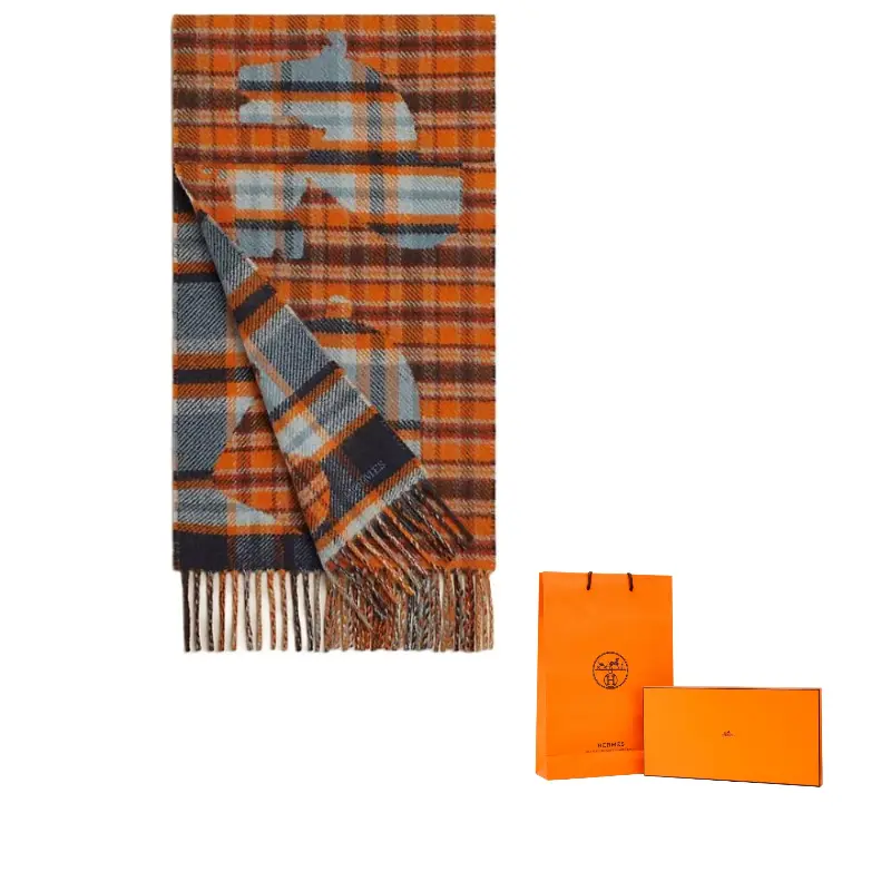 

HERMES Мужской разноцветный кашемировый шарф, Multicolor
