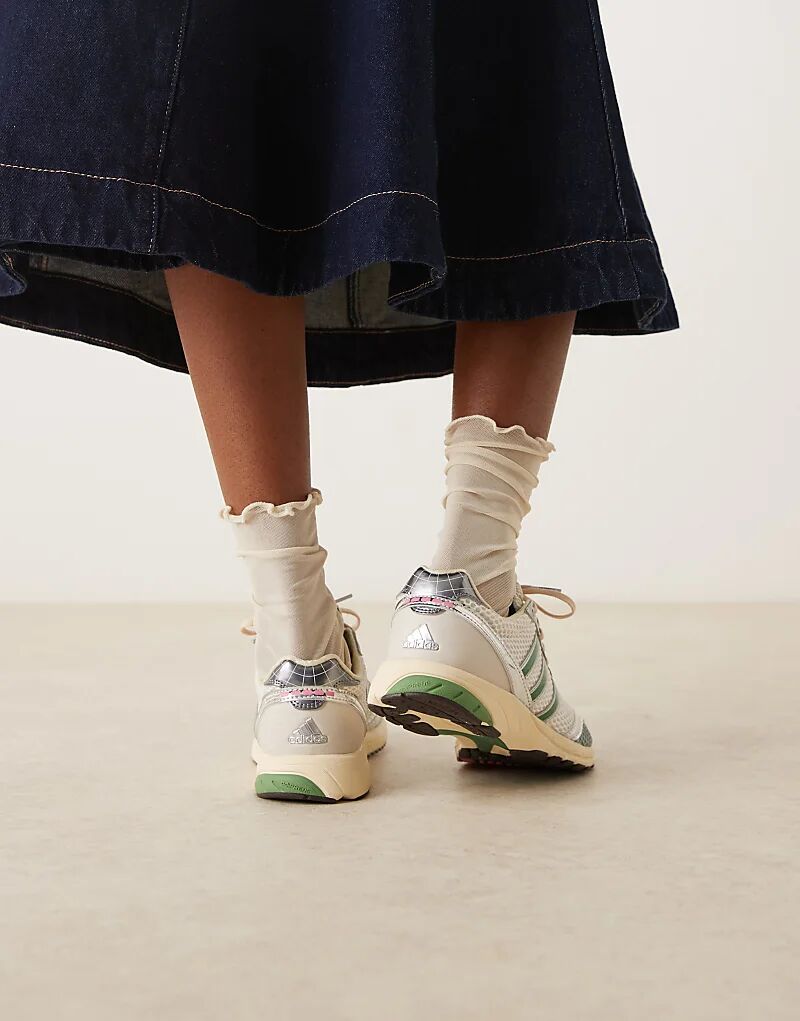 Кроссовки Adidas Adios OG белого и зеленого цвета — фото 4