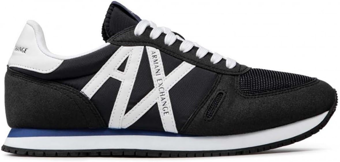 Мужские кроссовки AX Armani Exchange из текстурированной замши и сетки с логотипом, белый/синий/темно-синий — фото 2