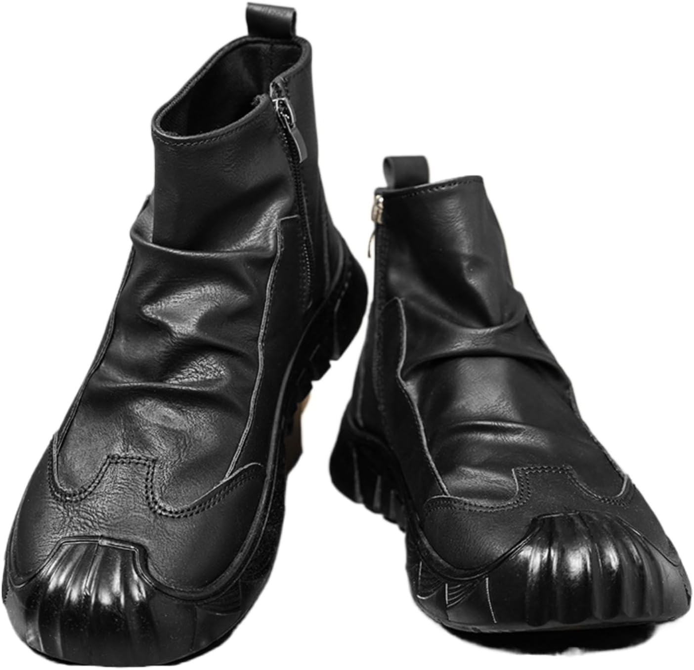 

Мужские высокие кожаные ботинки Челси, длинные, ручной работы, повседневный стиль, без шнурков, с амортизирующей уличной резиновой подошвой, противоскользящие, с пряжкой на щиколотке, мягкая обувь для бизнеса и повседневной носки Houdbdol, черны...