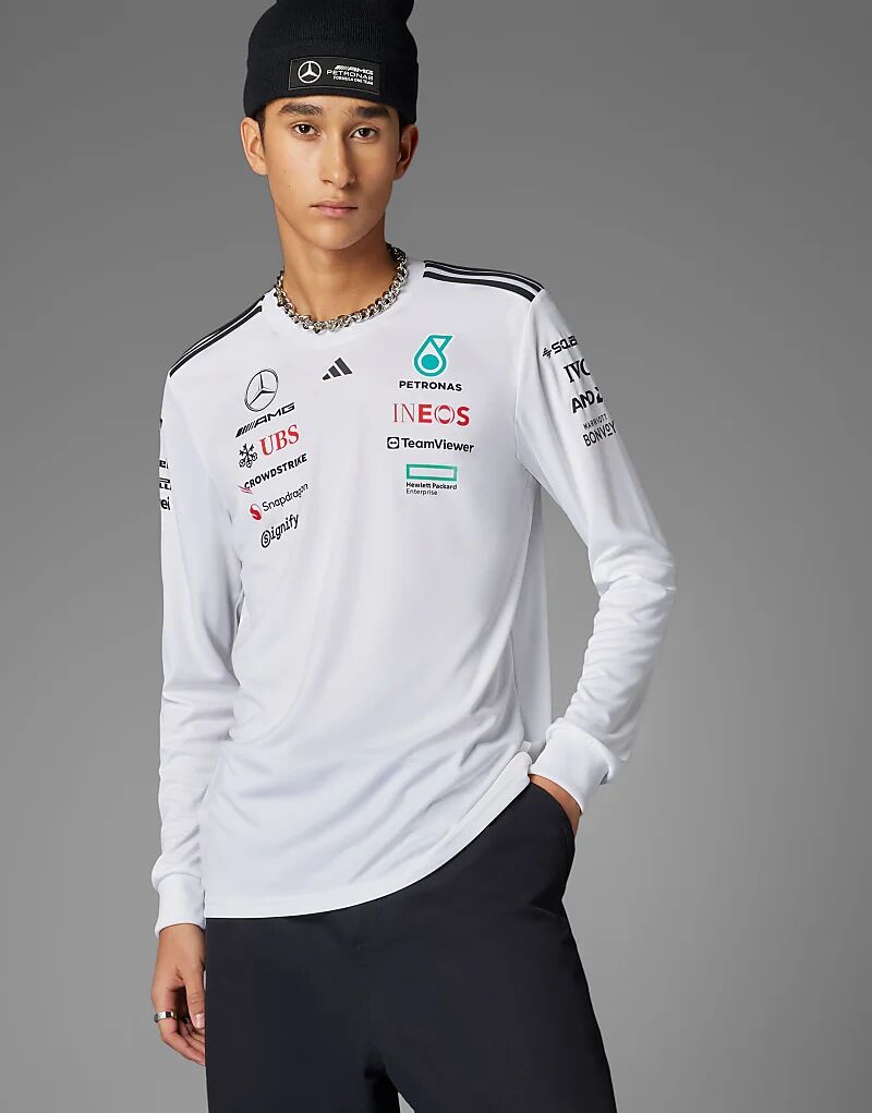 

Джерси для водителей Mercedes F1 с длинным рукавом adidas Performance белого цвета