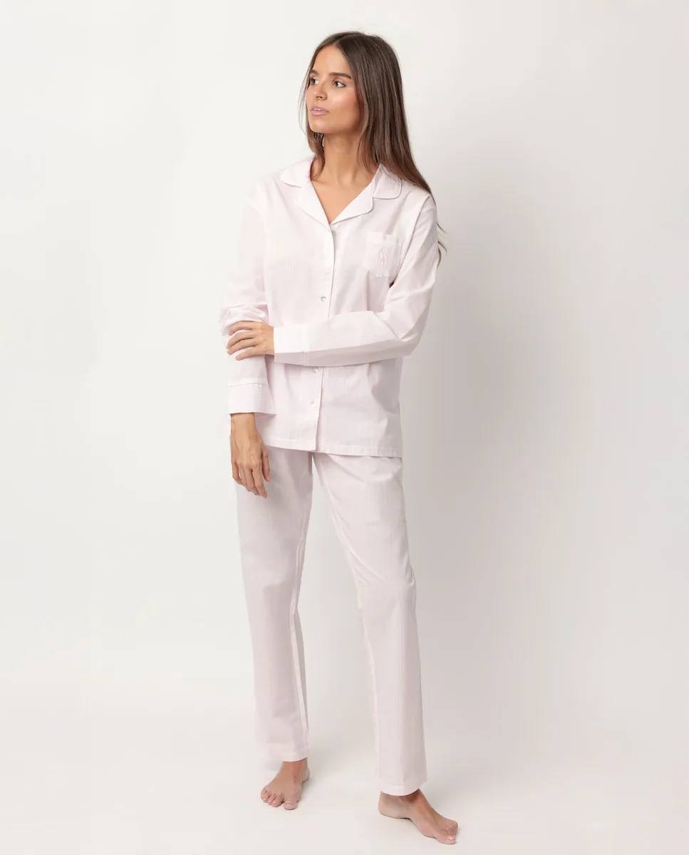 

Женская длинная открытая пижама из поплиновой ткани Admas, розовый