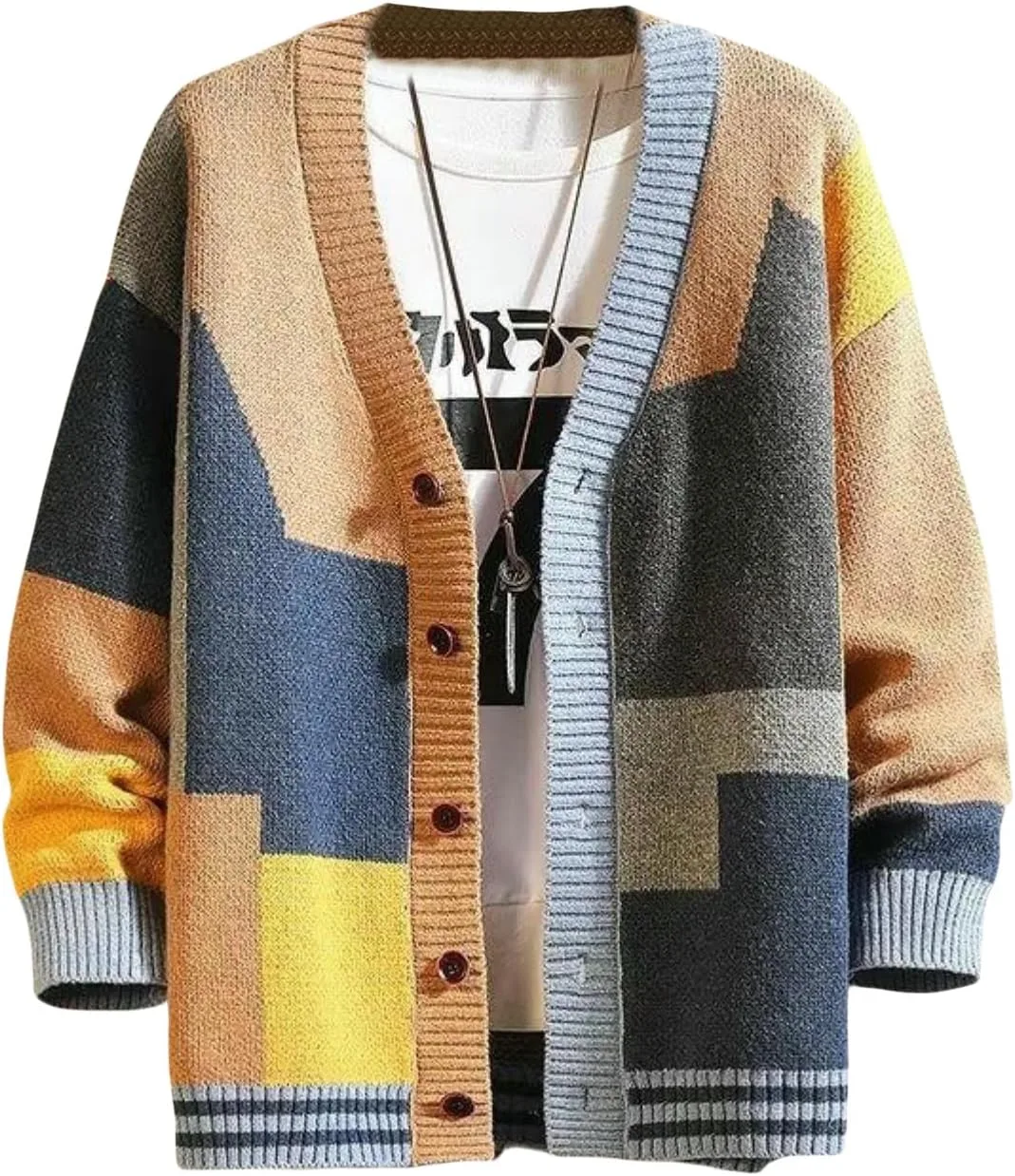 

Мужской вязаный кардиган с V-образным вырезом из кашемира OAKVERVE