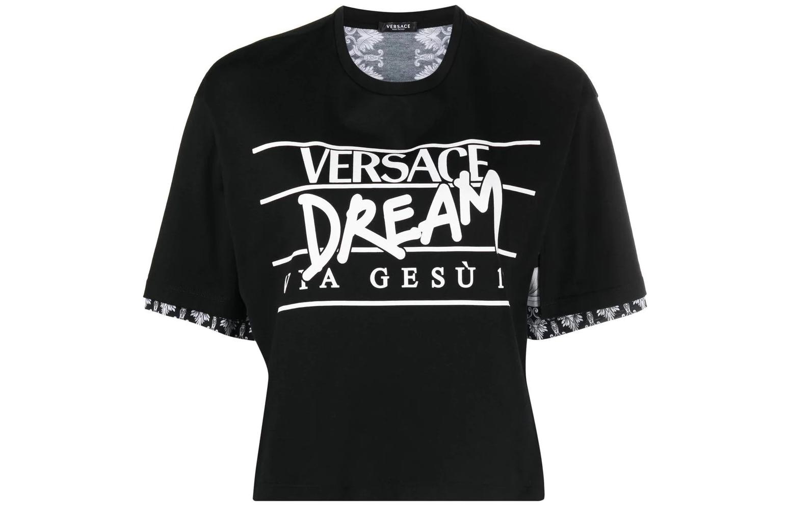 

VERSACE Футболка Silver Baroque с принтом-слоганом, Серебристый, VERSACE Футболка Silver Baroque с принтом-слоганом