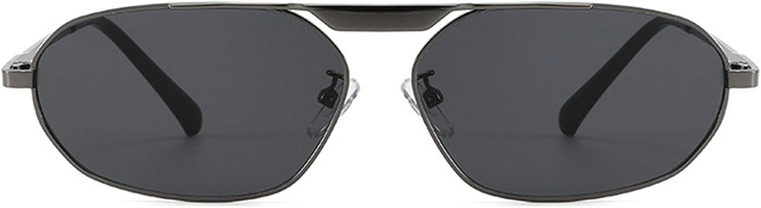 

Небольшие модные солнцезащитные очки-пилот с защитой от УФ-излучения, ретро-очки из металла для женщин, стильные узкие солнцезащитные очки цвета шампанского 2025 года mincl, Gray Black