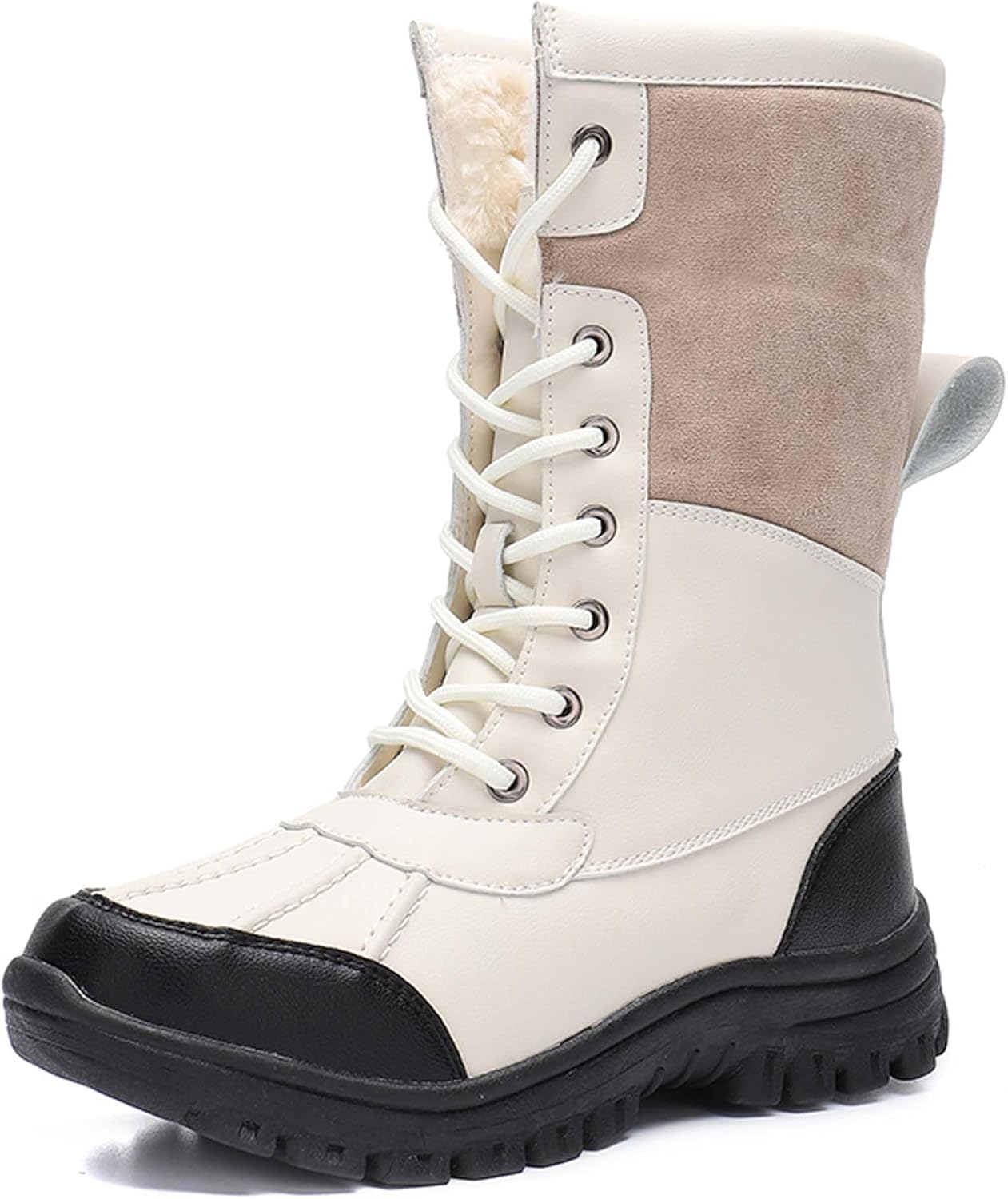 

Мужские и женские зимние снегоступы, водонепроницаемые, с теплой флисовой подкладкой, зимние походные ботинки до щиколотки, противоскользящие, подходят для холодной погоды, прогулок, работы и спорта Generic, белый