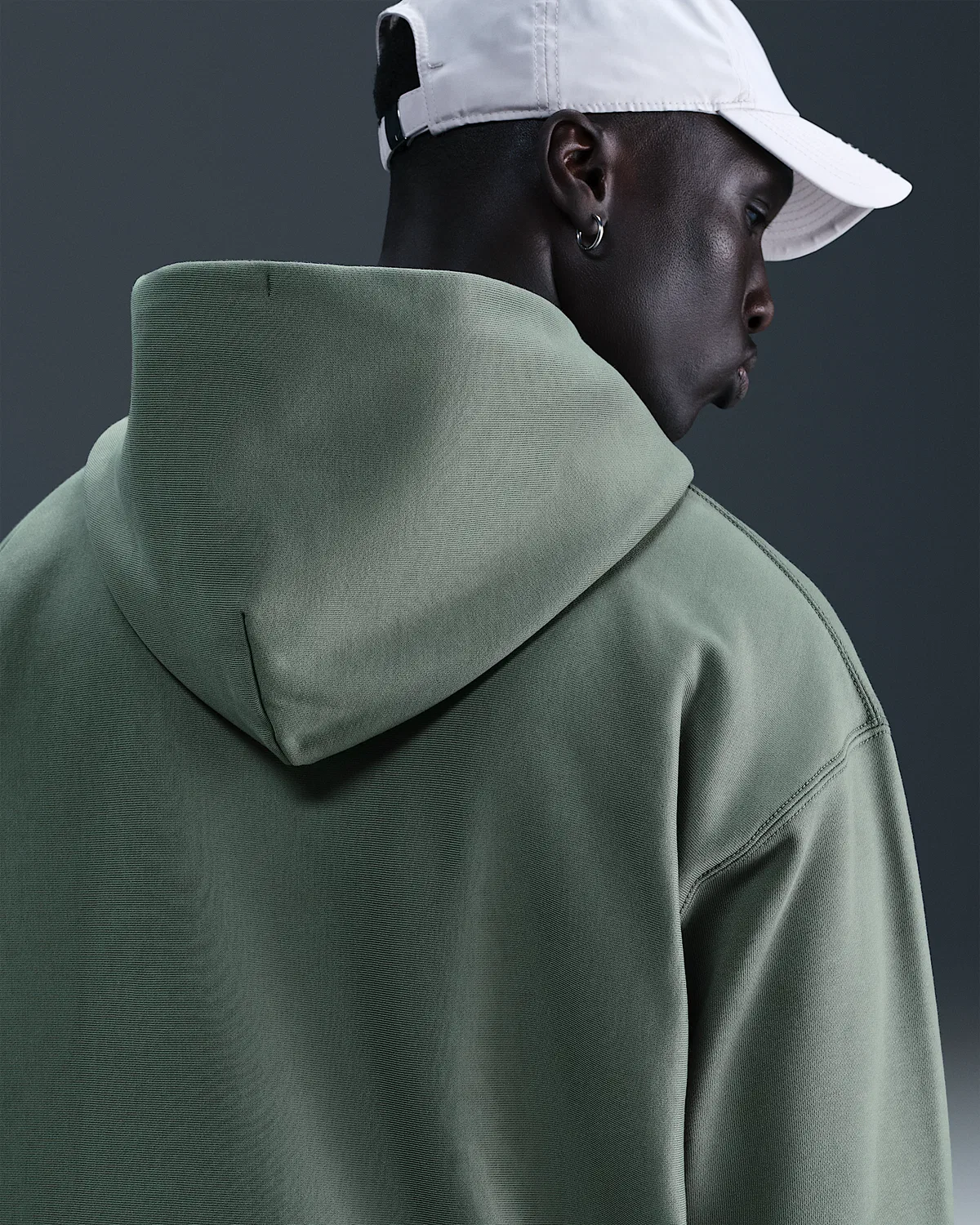 Мужская флисовая кофта на молнии Nike Solo Swoosh, Clay Green/Clay Green/White — фото 2