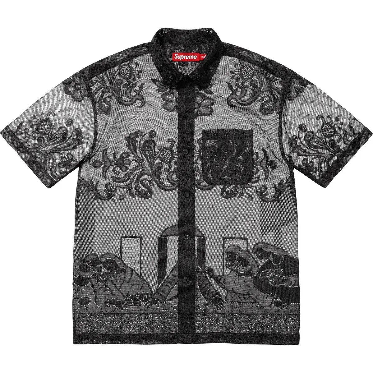 Рубашка с длинным рукавом с кружевным принтом «Тайная вечеря» Supreme, белый — фото 3