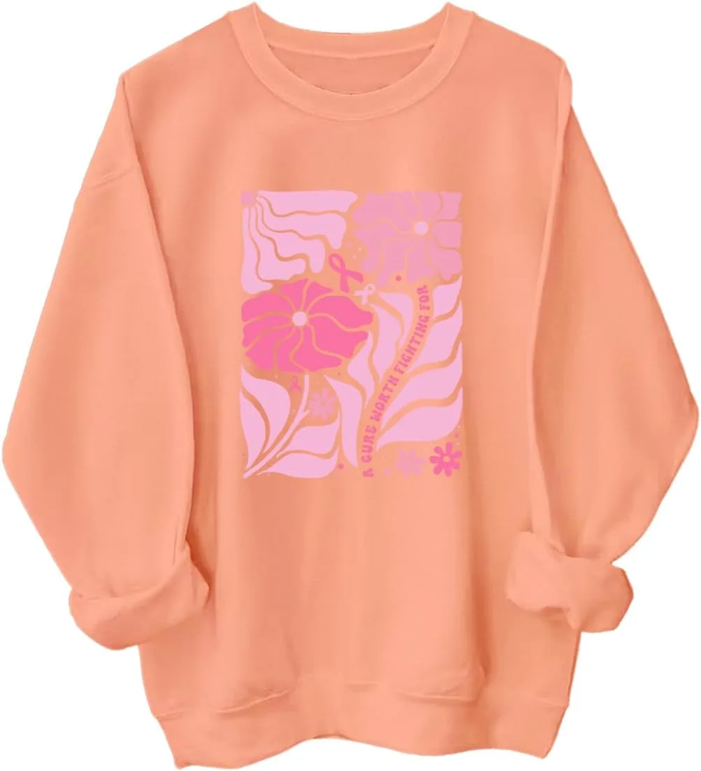 

Толстовка с принтом "A Cure Worth Fighting For" для мужчин и женщин, Boho Floral в поддержку борьбы с раком груди Niaday