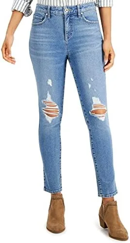 

Style & Co. Petite High Rise Distressed Skinny Ankle Jeans