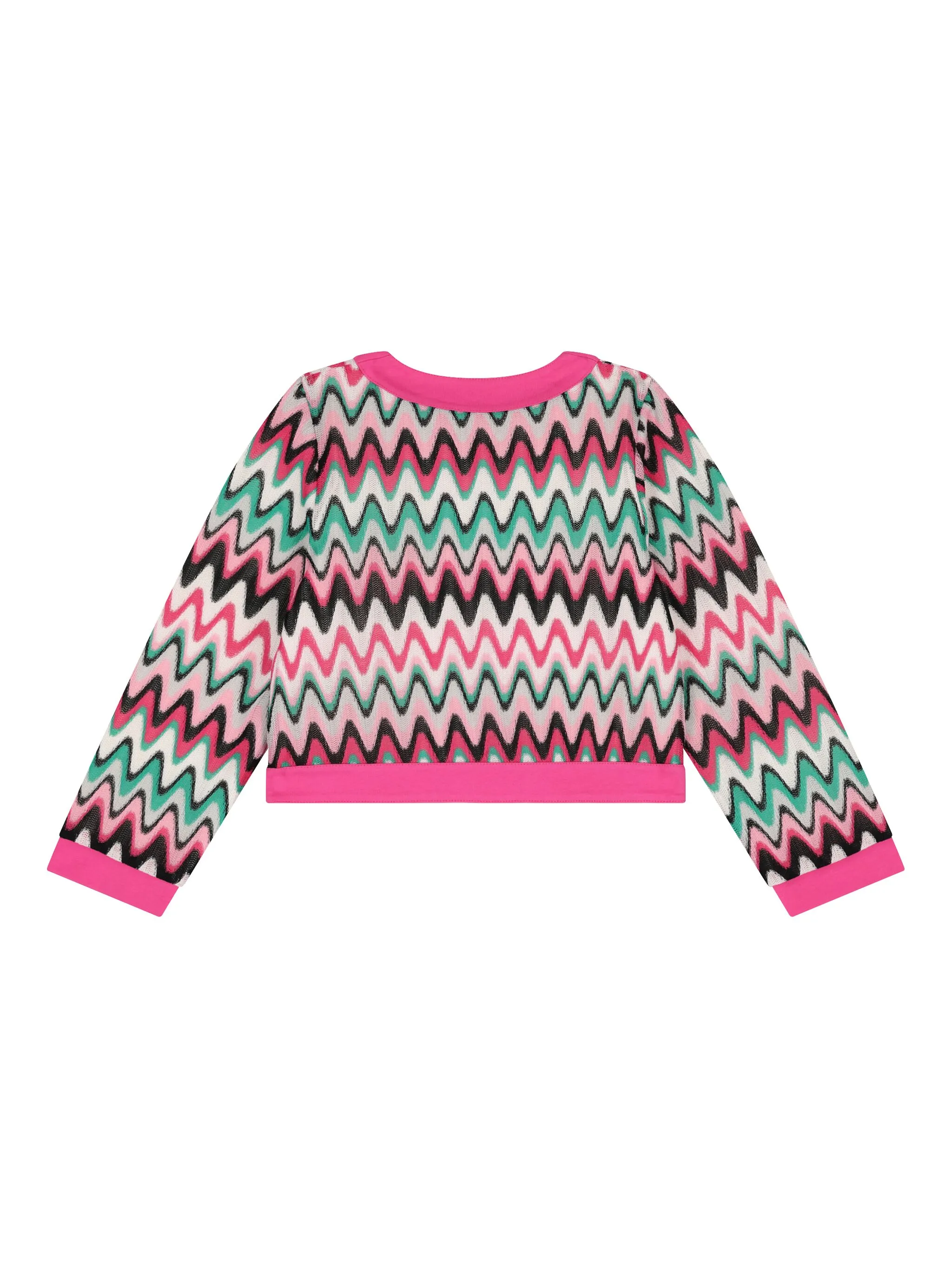 Кардиган с узором зигзаг Aigner Kids, розовый — фото 2