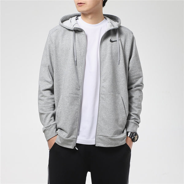 Куртка men's mnk dry hoodie fzflc casual sports hooded jacket light grey Nike, серый — фото 4