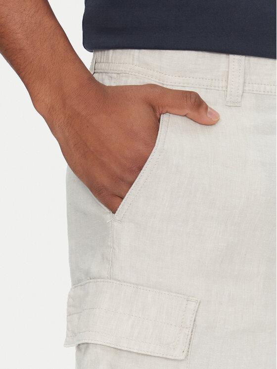 Шорты из ткани зауженного кроя Sisla-9-Cargo-Shorts 50536888 Boss, бежевый — фото 4