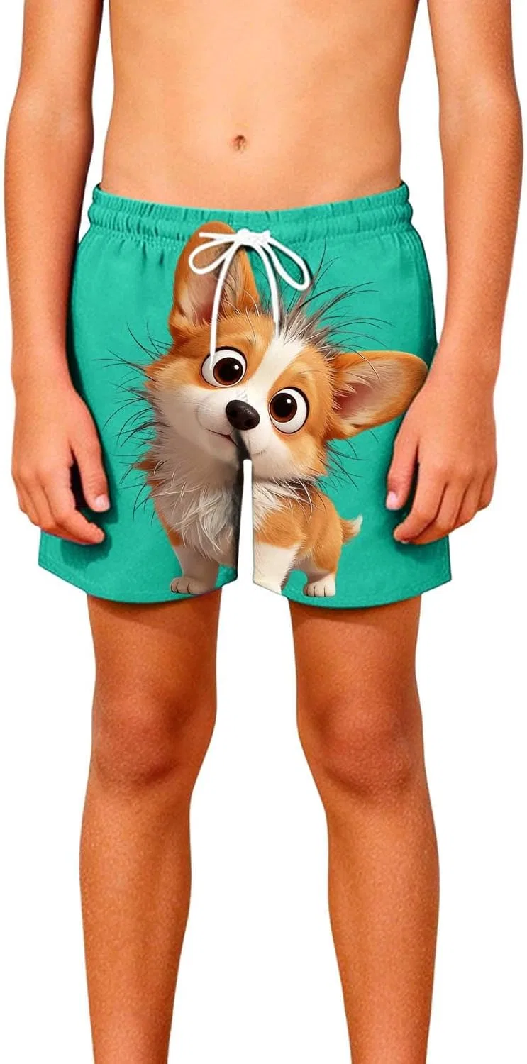 Шорты плавательные детские с принтом собаки Zzalalana, Mint Green — фото 2