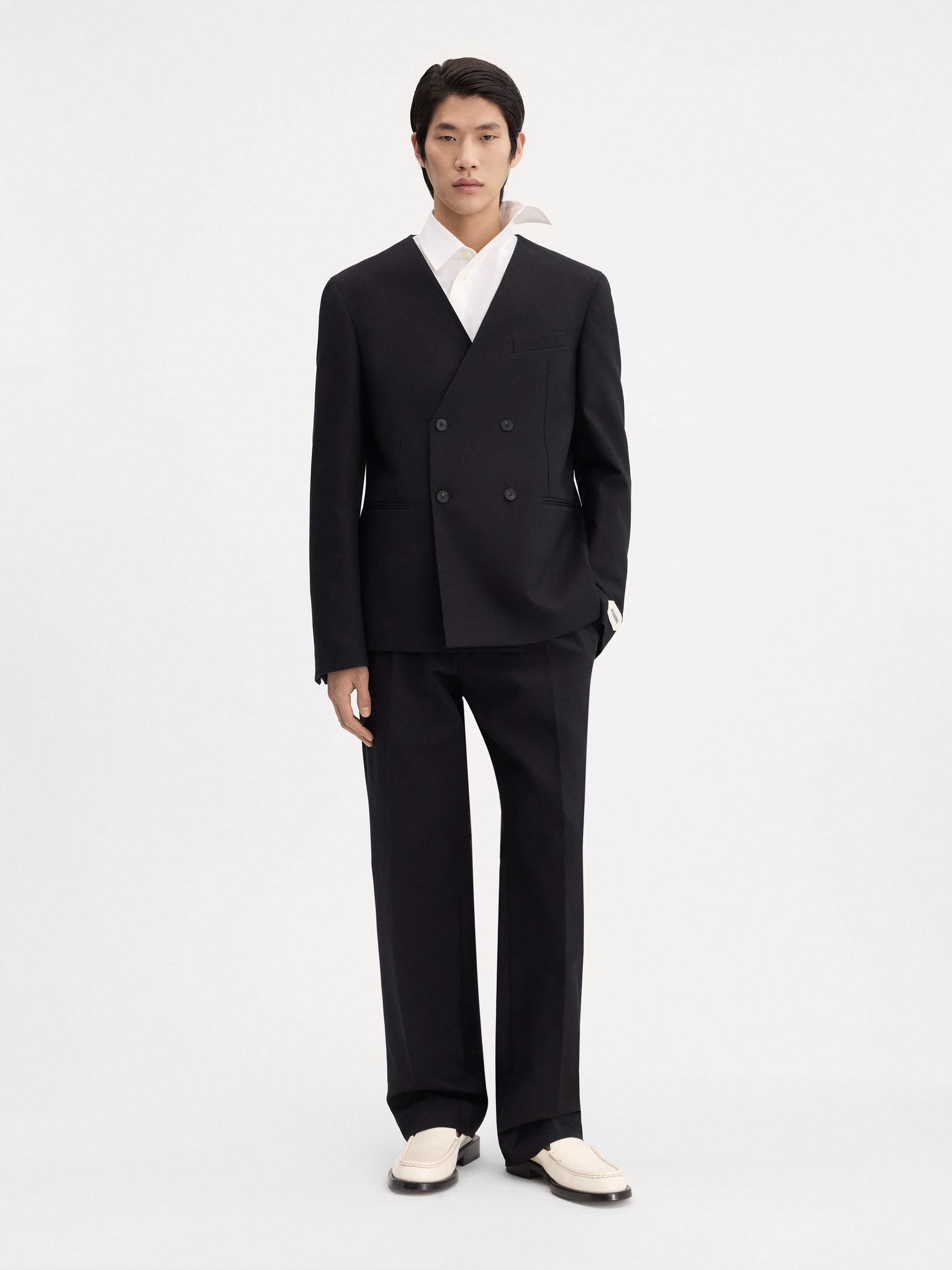 

Двубортный блейзер без воротника JACQUEMUS The Marino jacket, черный