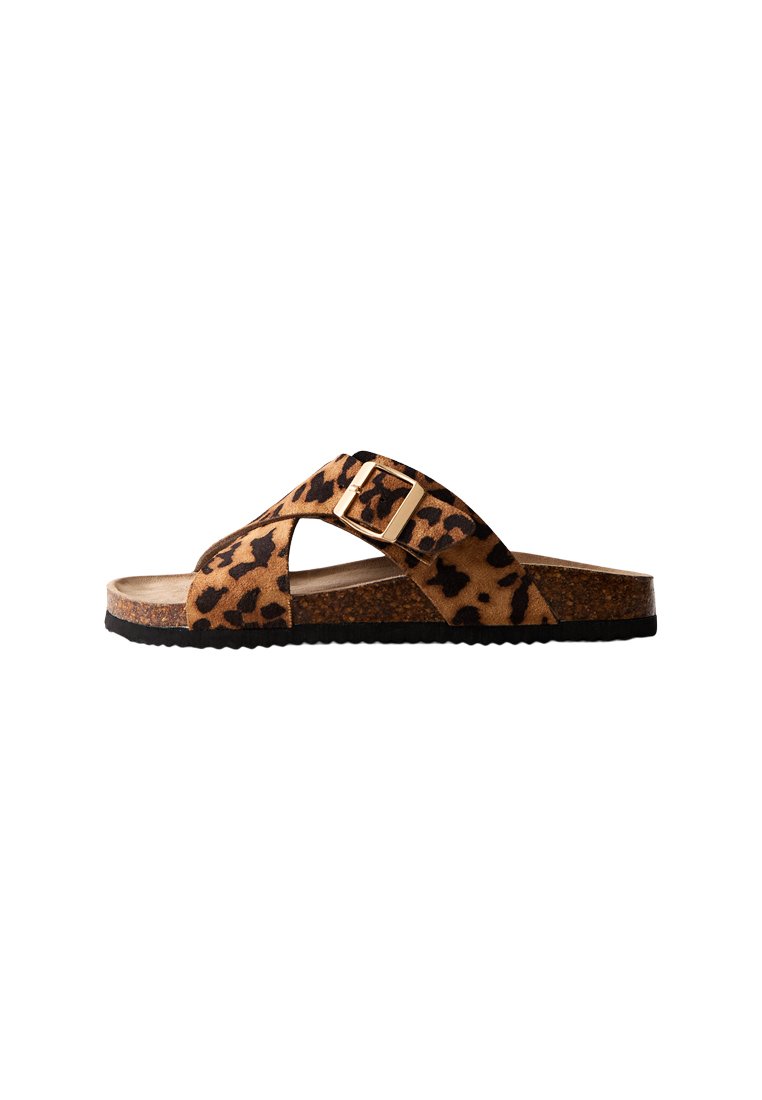 Сандалии WIDE FIT STONE LEOPARD PRINT CROSSOVER STRAP New Look Wide Fit, цвет Stone — фото 2