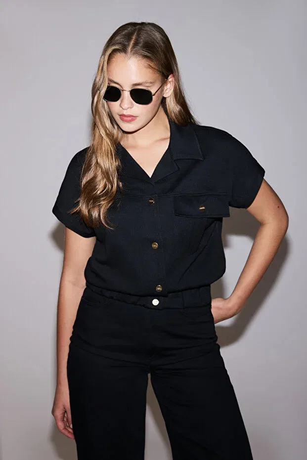 Женская хлопковая рубашка U.S. Polo Assn., Black — фото 2