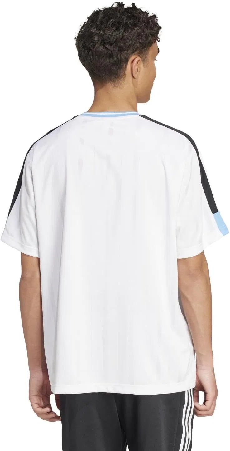 Мужская футболка с полосками House of Tiro Nations Pack adidas, White/Light Blue/Black — фото 3