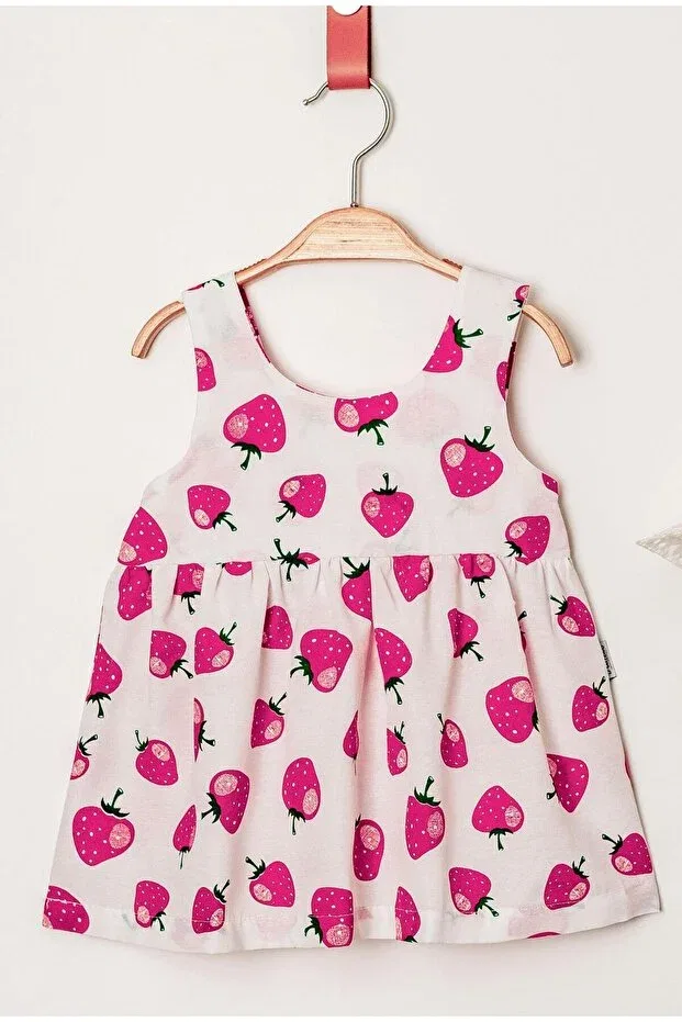 Детское платье для девочек с принтом Sweet Strawberry Print Chicsy Baby, Red — фото 3
