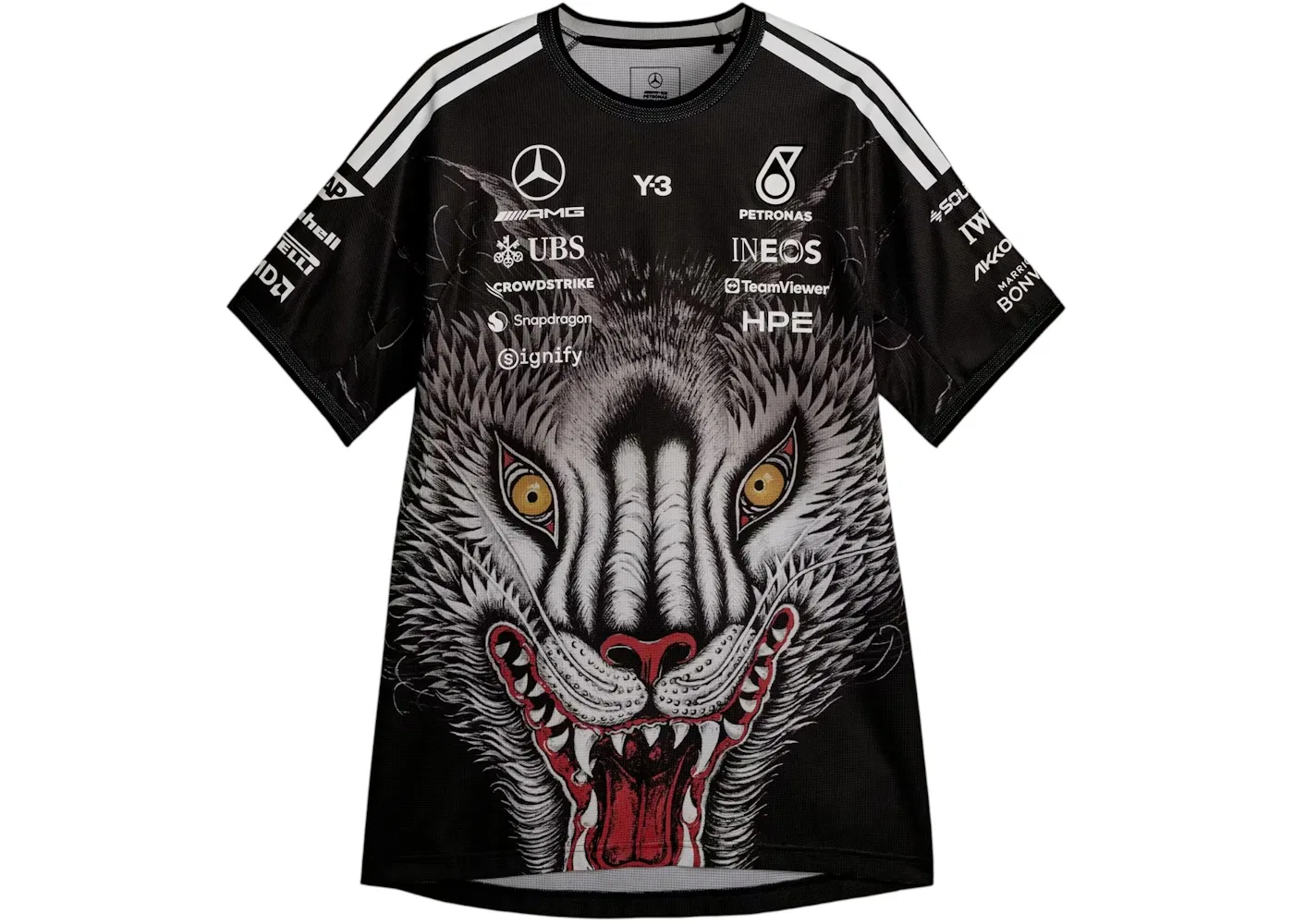 Мужская джерси с длинным рукавом Y-3 Mercedes Amg Petronas Formula 1 Driver Jersey Adidas, Black