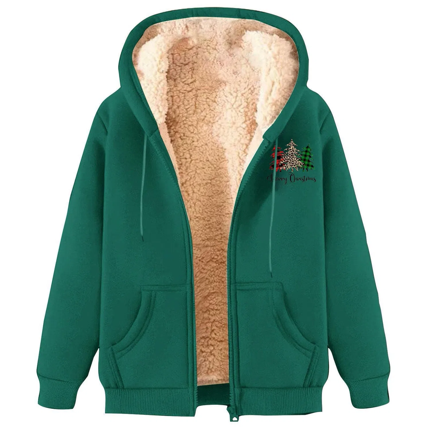 Мужское флисовое пальто с молнией и флисовыми карманами Casual Unisex Christmas Work, 3-green