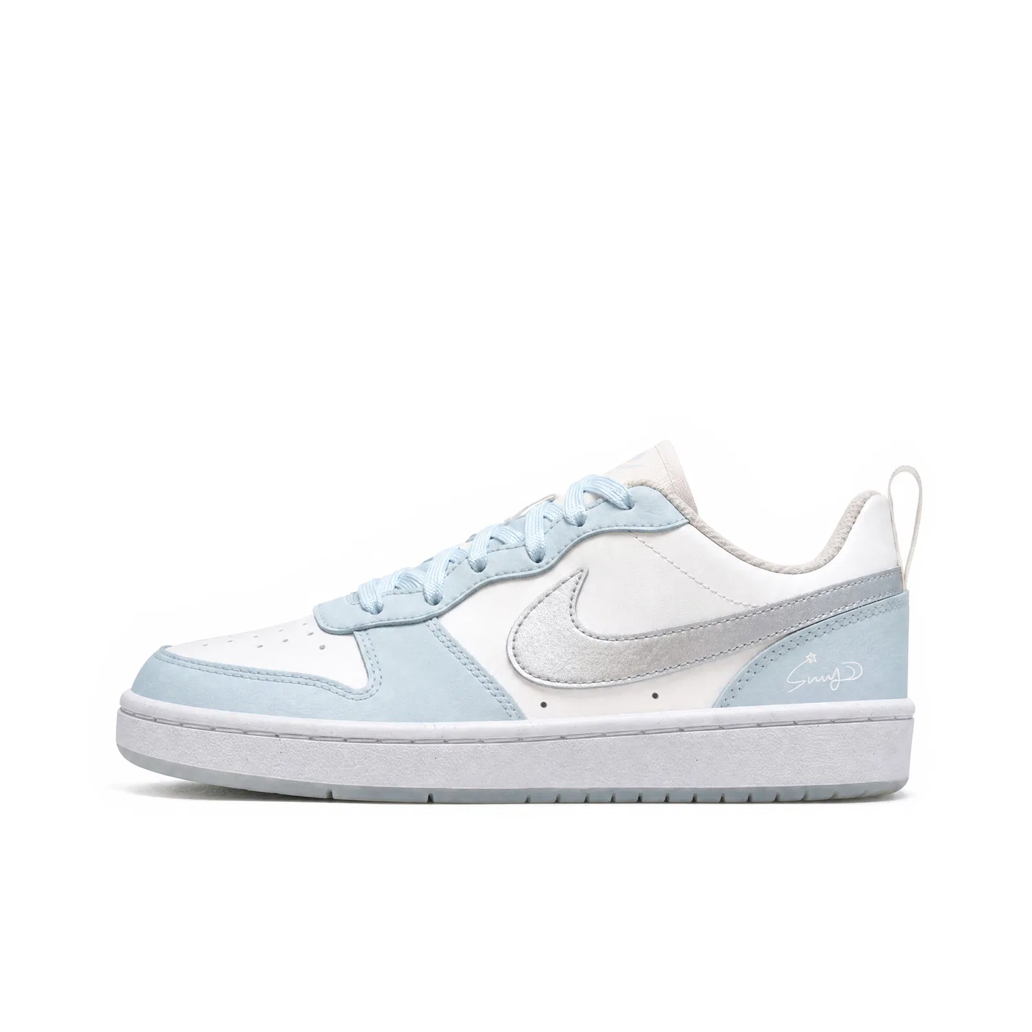 Детские кроссовки для скейтбординга с принтом, модель Court Borough Recraft, Nike, White Blue Silver