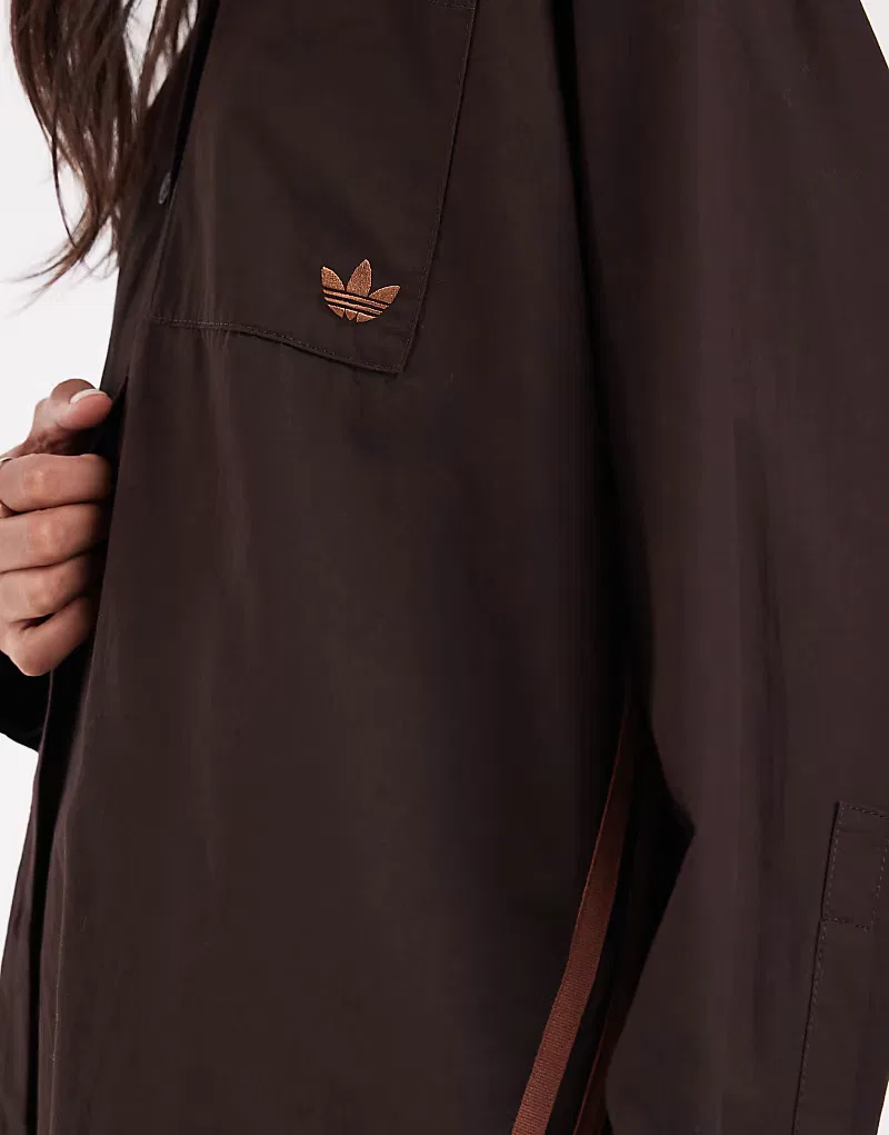 Рубашка с длинным рукавом Adidas Originals, коричневый — фото 3