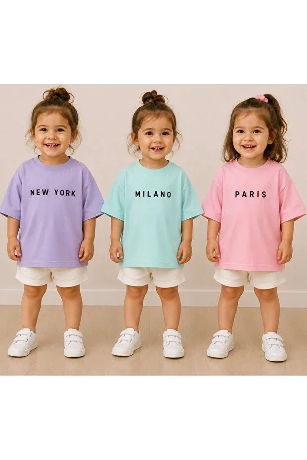 Детский комплект футболок для девочек с принтом Sportswear Melodikids, Multicolor