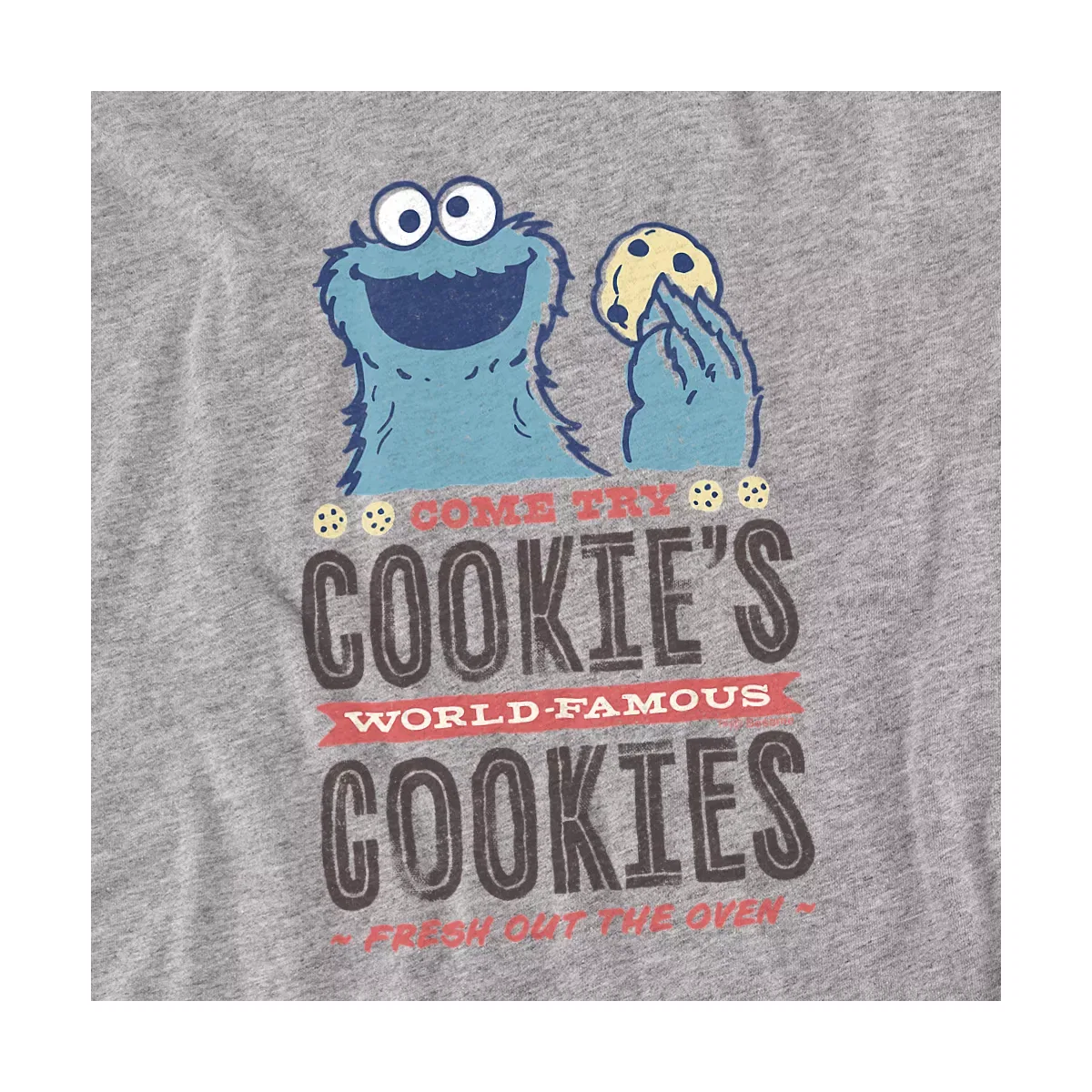 Детское боди с коротким рукавом с принтом Sesame Street Vintage Cookie Monster Fresh Out of the Oven, Athletic Heather — фото 2