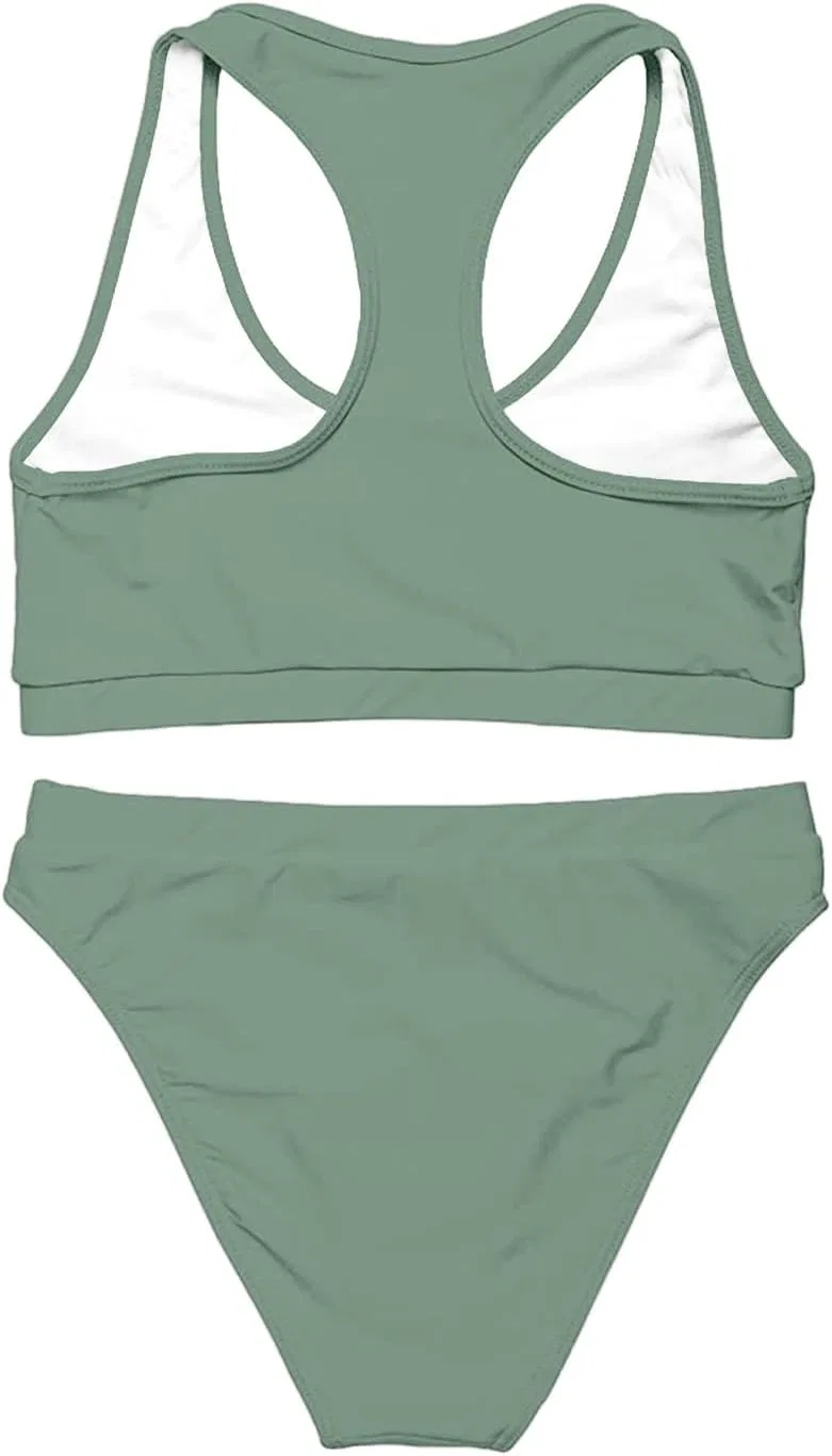 Женский купальный костюм с высокой талией, Cutout Bikini Sets, Mint Green — фото 3