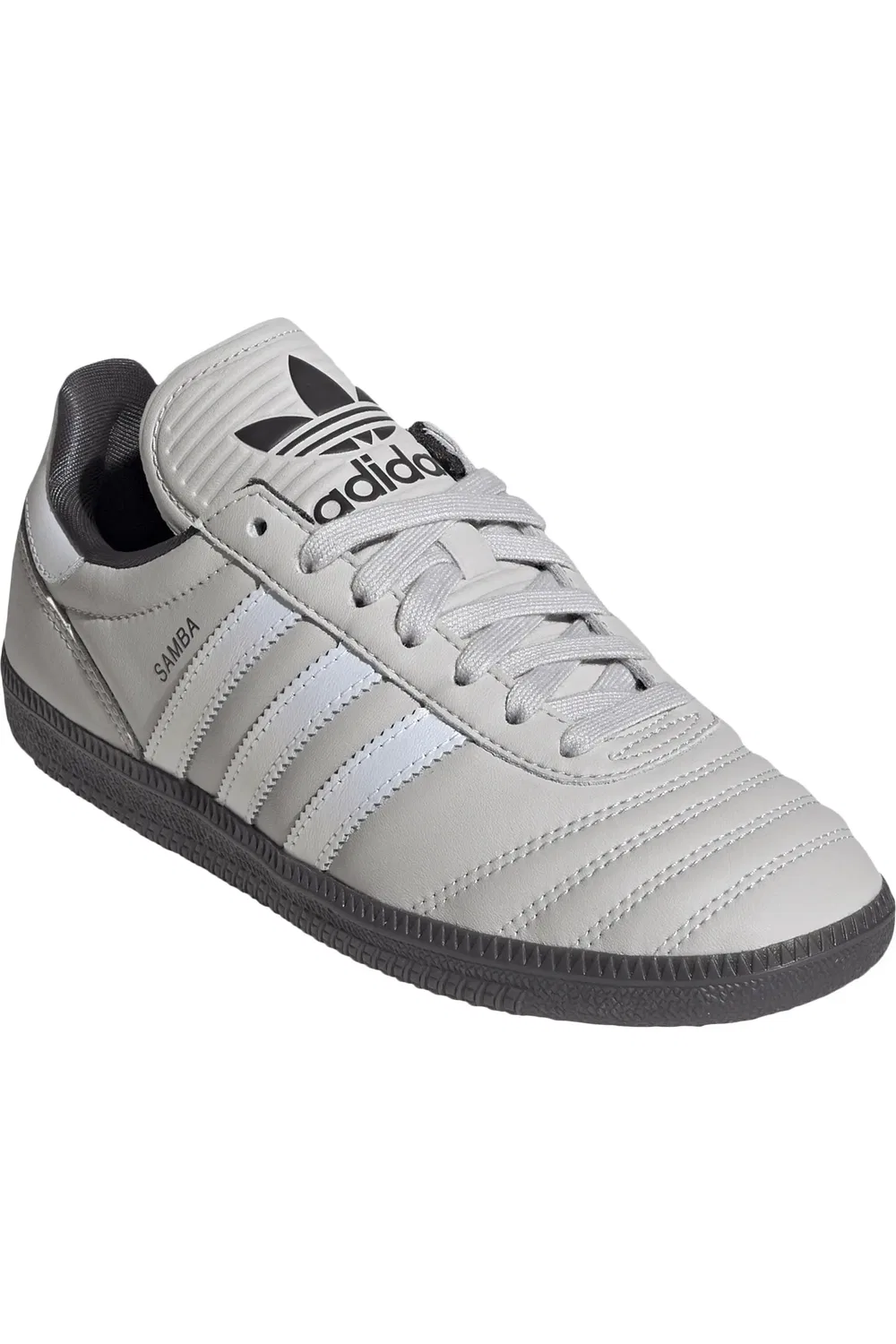 Детские кеды кожаные Samba JP adidas, серый/белый/черный