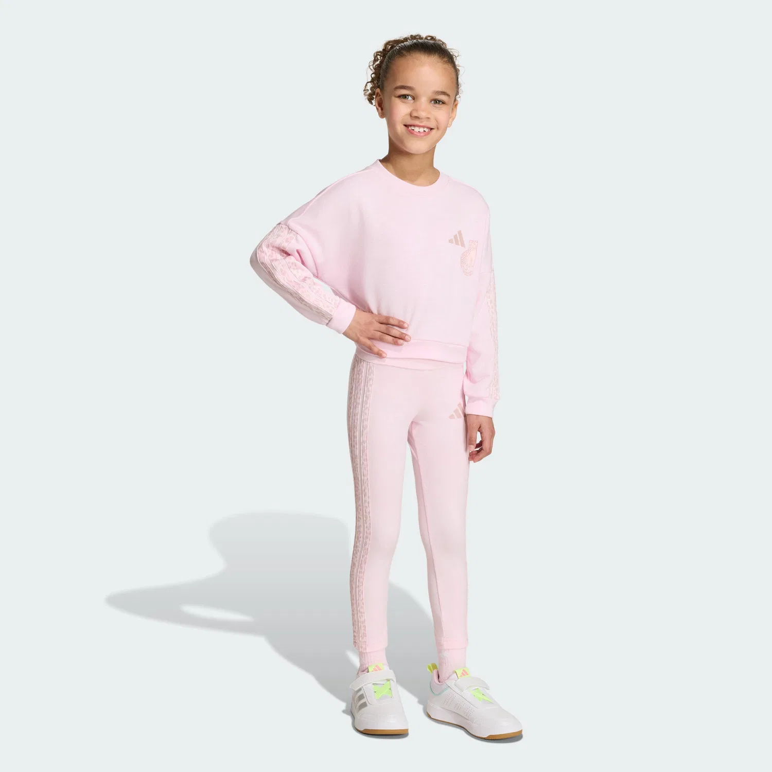 Детский комплект с принтом Animalprint Adidas, Hellrosa Bunt Tieflila