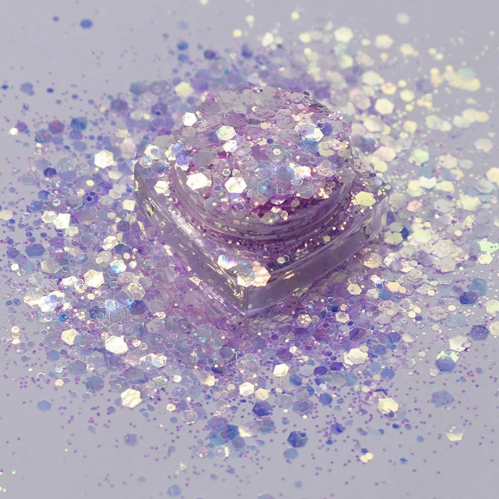 Глиттер для ногтей NC01 Iridescent Coarse Blends, 50 г Prettyg