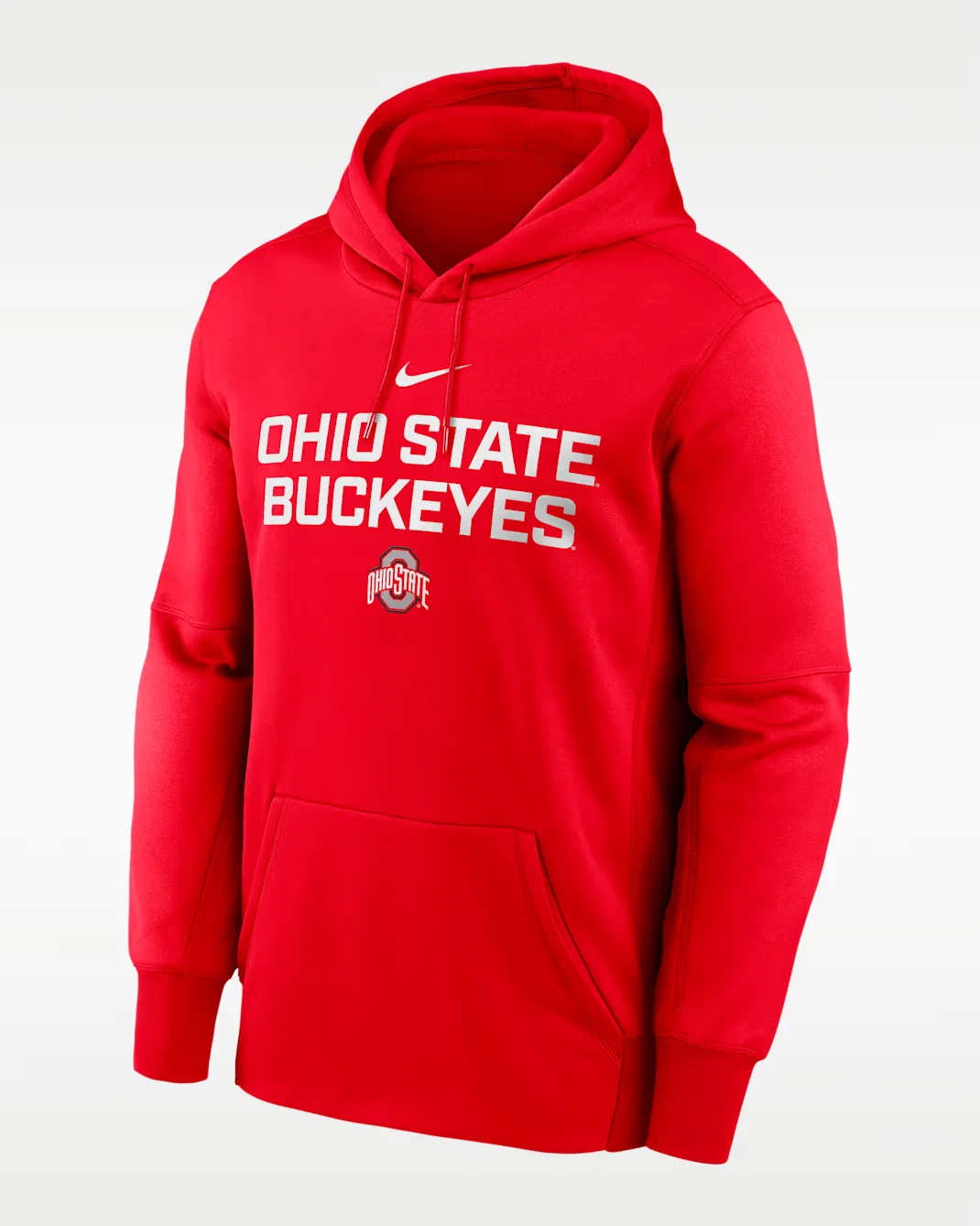 Мужской пуловер с капюшоном Nike Therma College Ohio State Team Stacked, Red