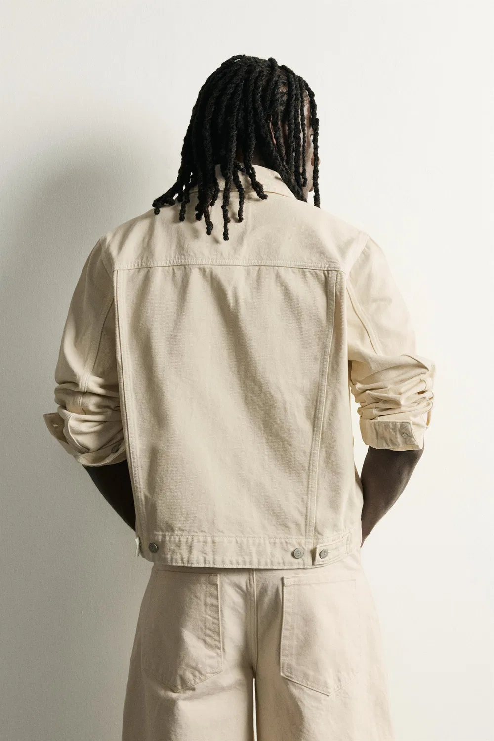 Простая джинсовая куртка ZARA, Oyster-white — фото 3