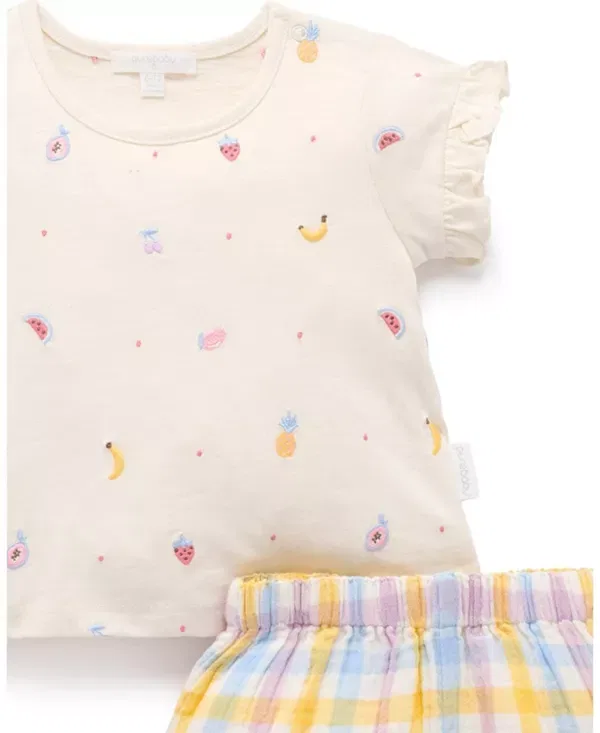 Детский комплект для девочек хлопковый Purebaby, Lila Check — фото 2