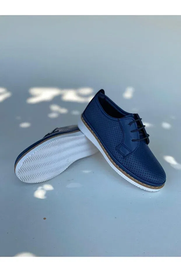 Детские туфли для мальчиков на плоском ходу Bircan, Navy Blue Shoelace — фото 4
