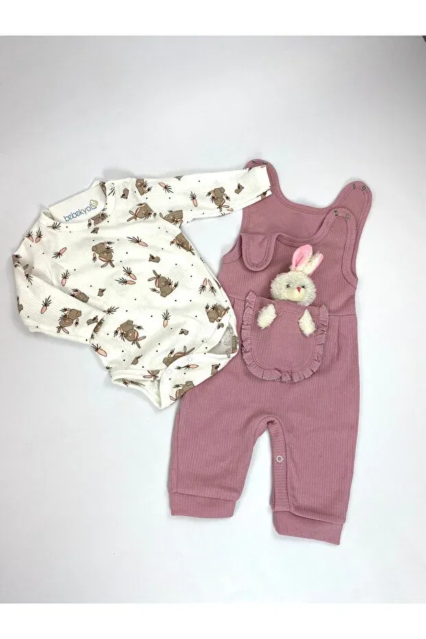 Детский комбинезон для девочек хлопковый Toy-Detail baby girl set Generic Brands, Dried Rose — фото 3