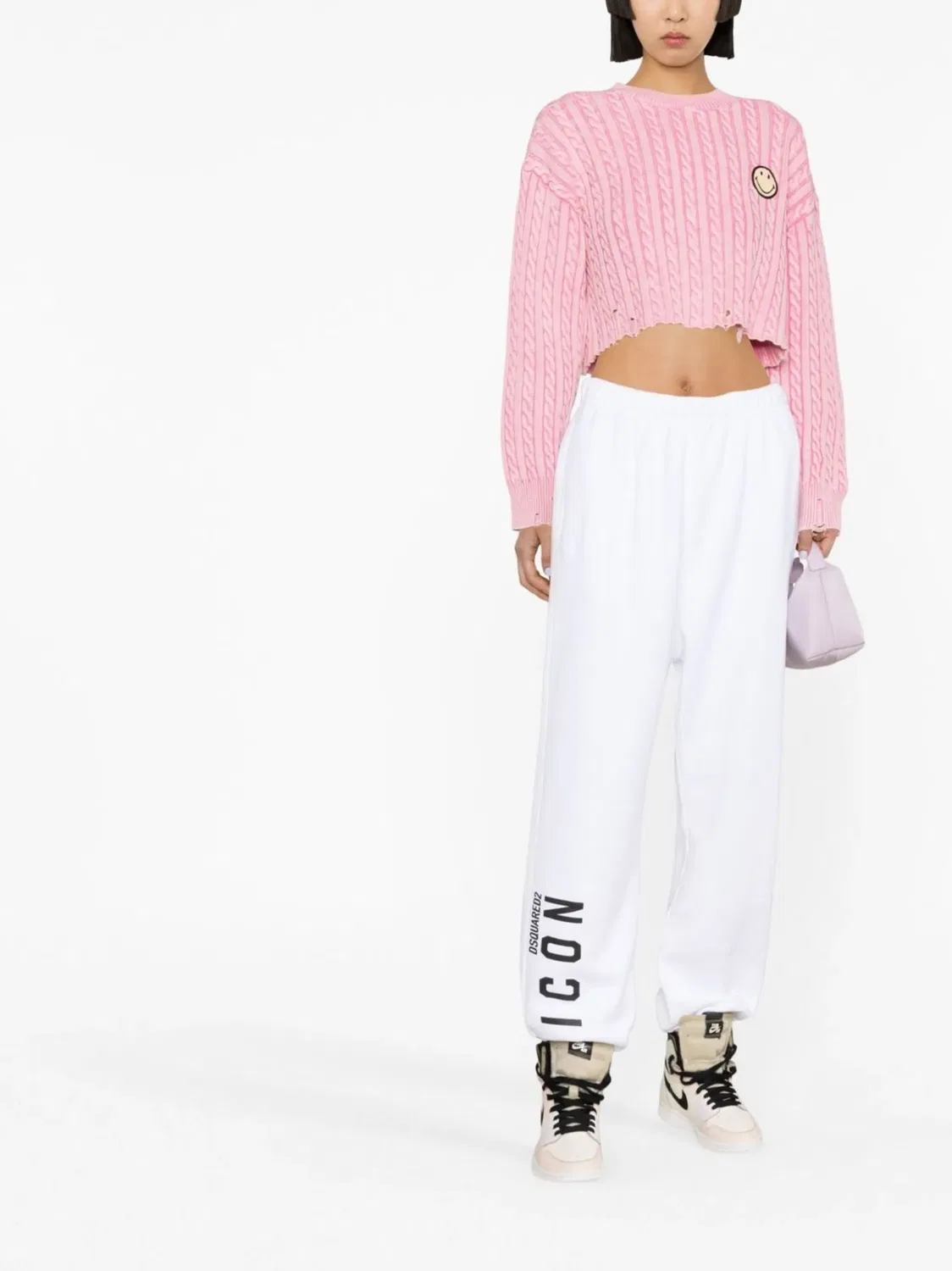 DSQUARED2 Трековые брюки Icon Logo из джерси белые — фото 2