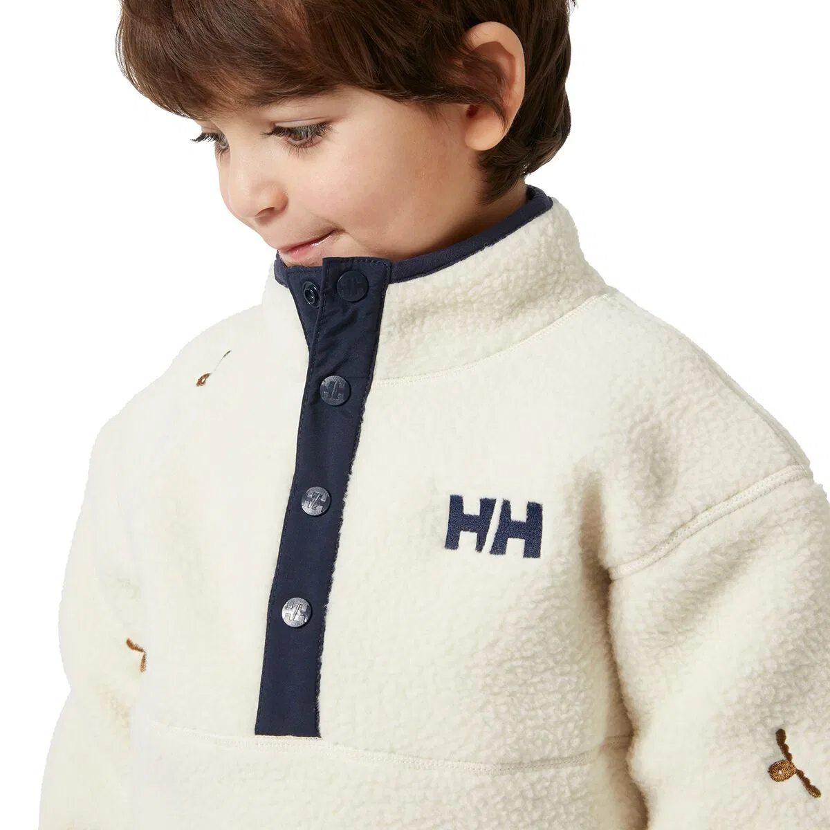 Детский свитер на пуговицах Frosty Pile Sweater Helly Hansen, Cream Little Moose Embroidery — фото 4