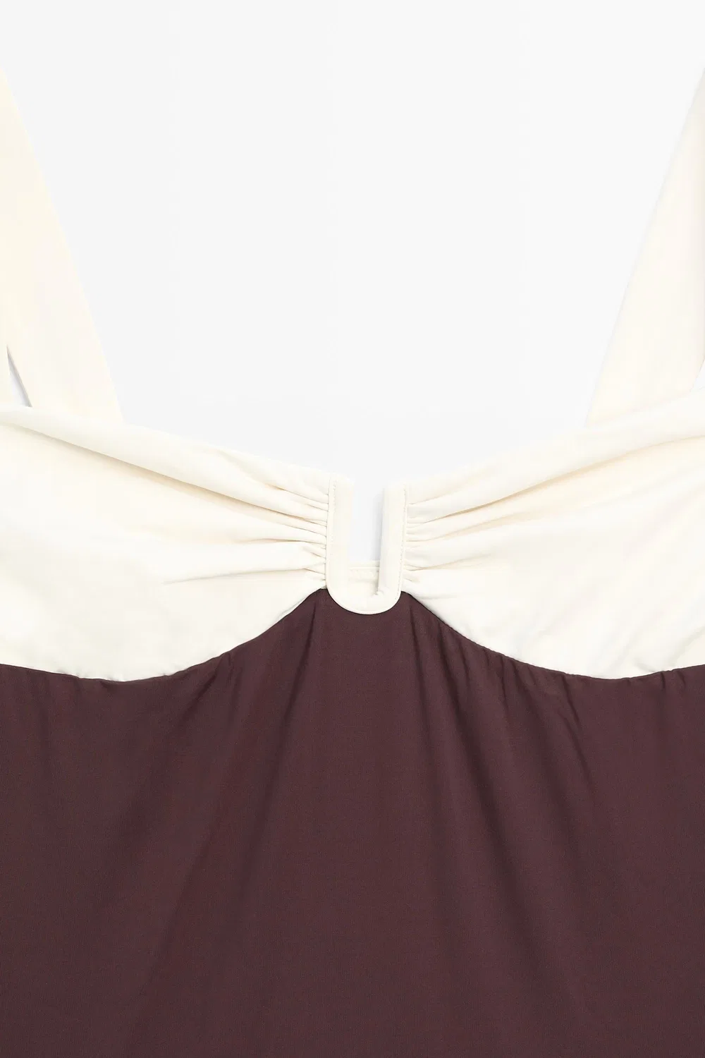 Купальник Massimo Dutti With Gathered Detail, коричневый/кремовый — фото 4