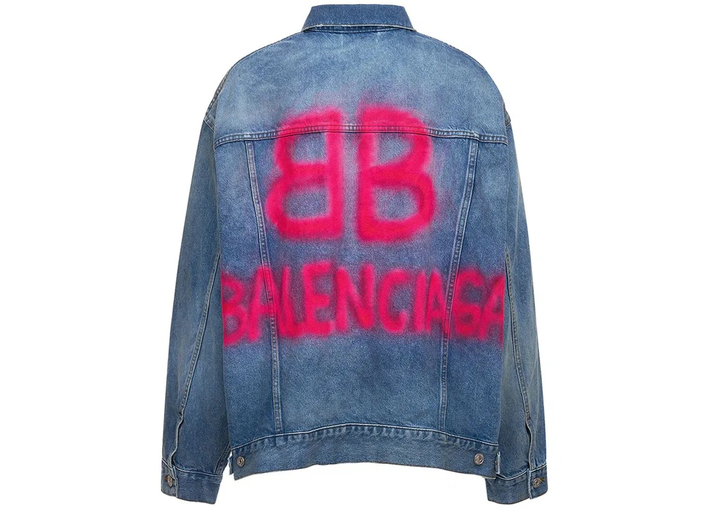 Унисекс джинсовая куртка с принтом Balenciaga BB Sprayed, Electric Blue/Fuchsia