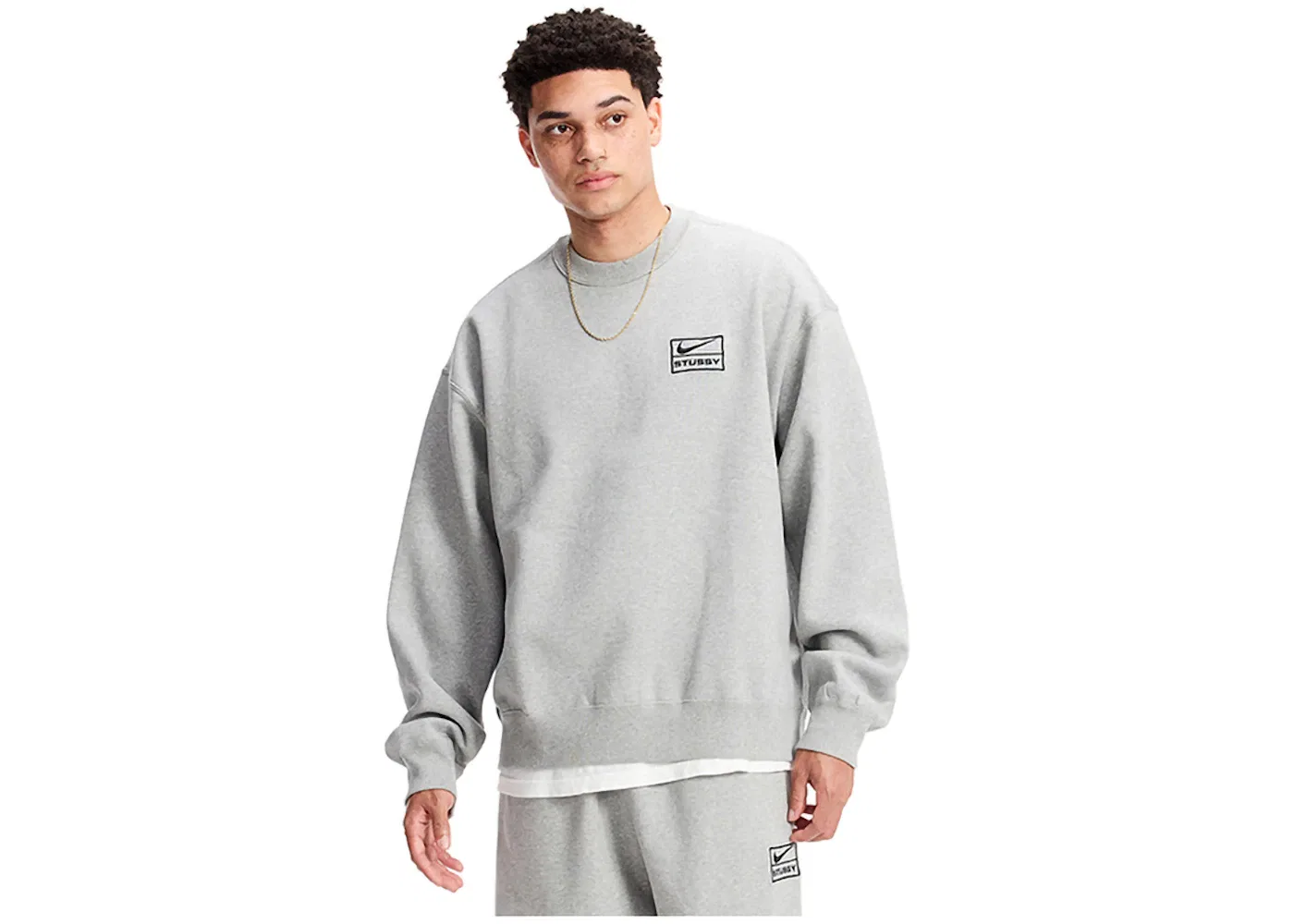 Мужской свитшот с вышивкой Crew Fleece Nike, Grey — фото 3