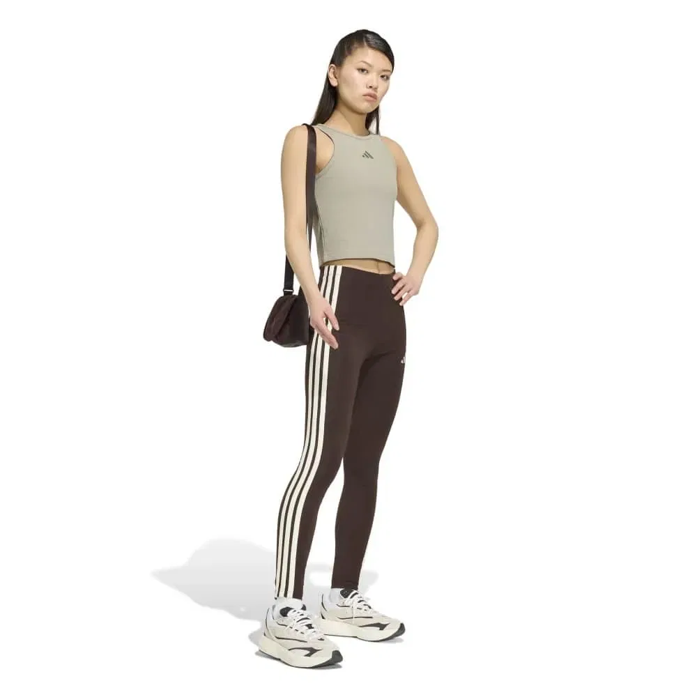 Леггинсы хлопковые Adidas Essentials 3 Stripes Adidas, коричневый — фото 4